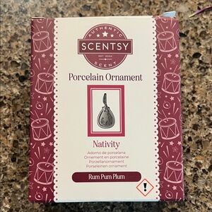 Scentsy Plum and Cream Porcelain Nativity Ornament Box